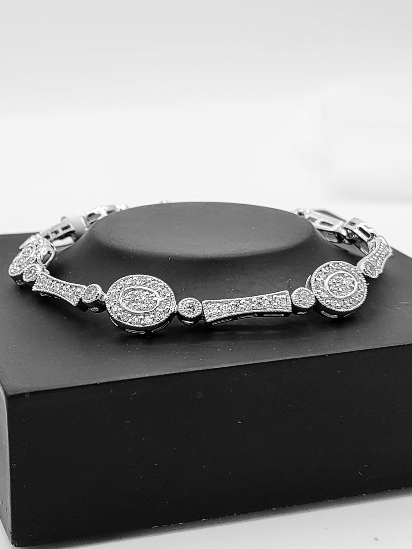 Rhodium Sterling Silver Bracelet with Cubic Zirconia