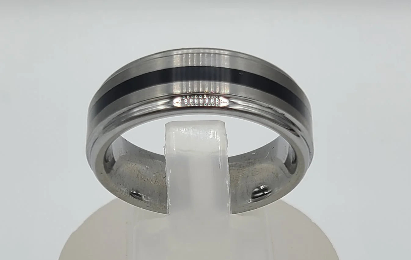 Tungsten with black strip Ring