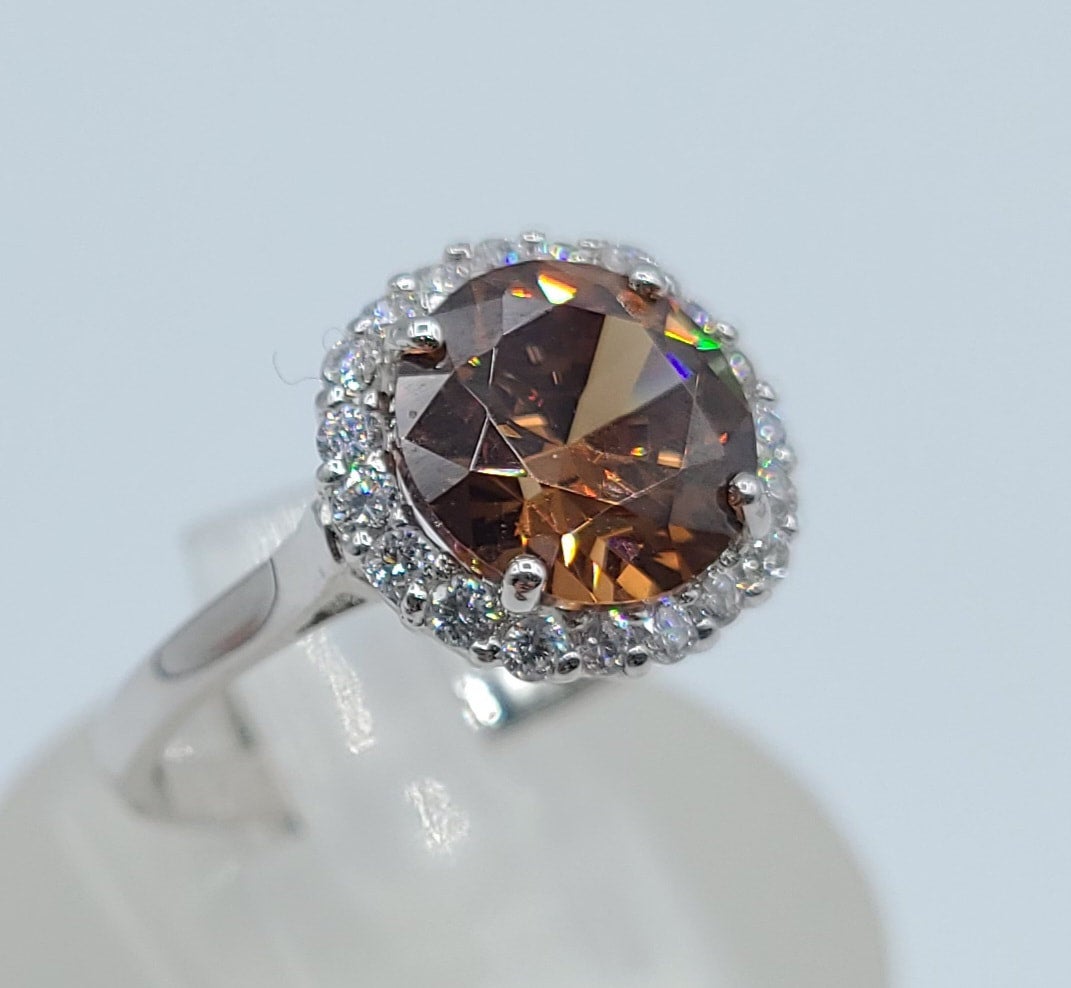 Sterling Silver Brown Cubic Zirconia Ring