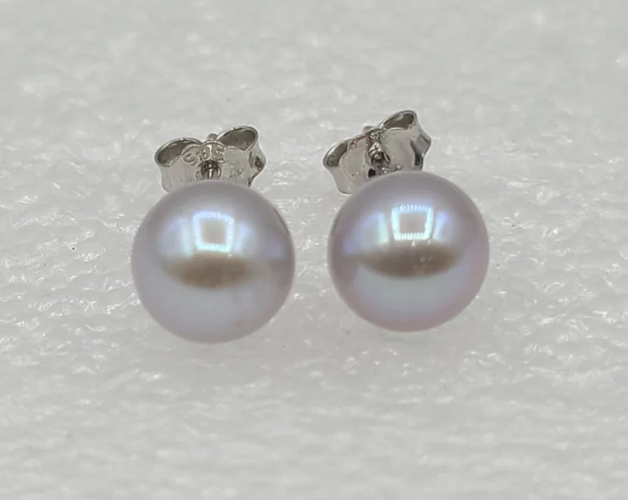 14kw Grey Pearl Earrings
