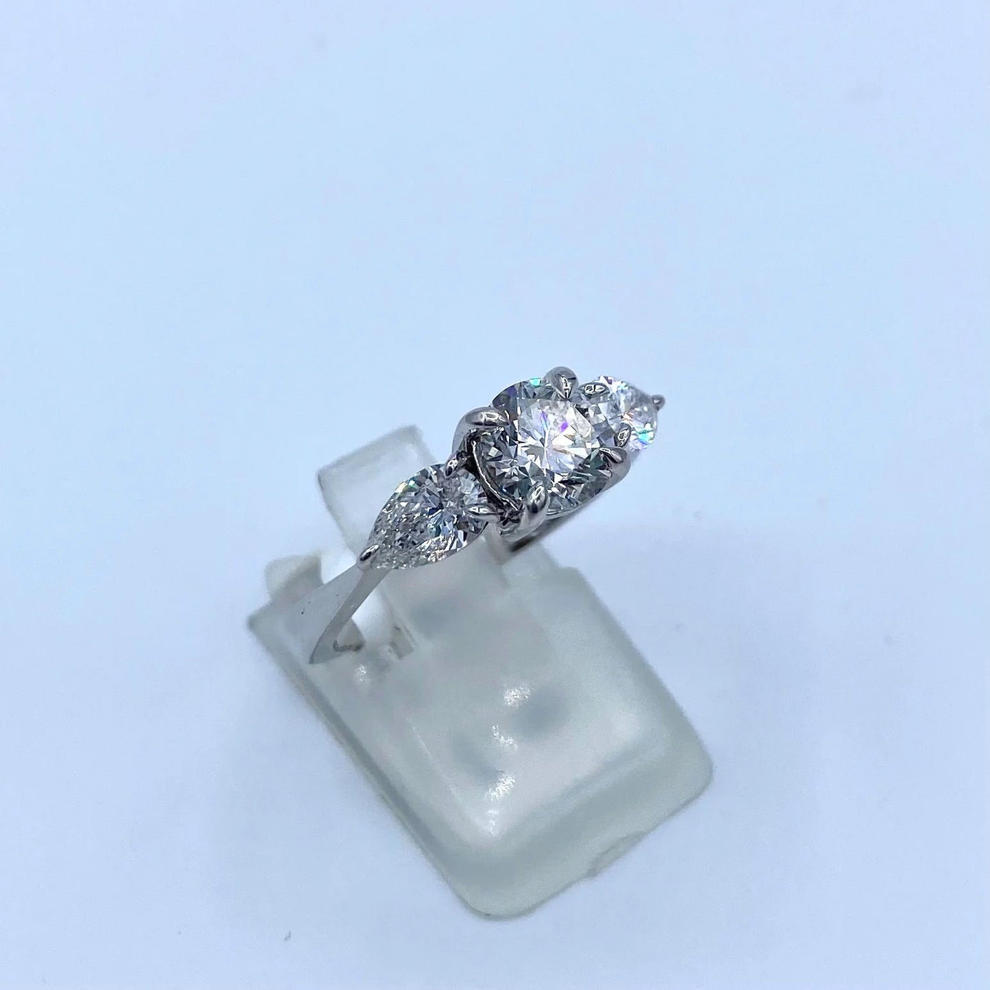 14k White Lab Diamond 2cttw 3 Stone Ring