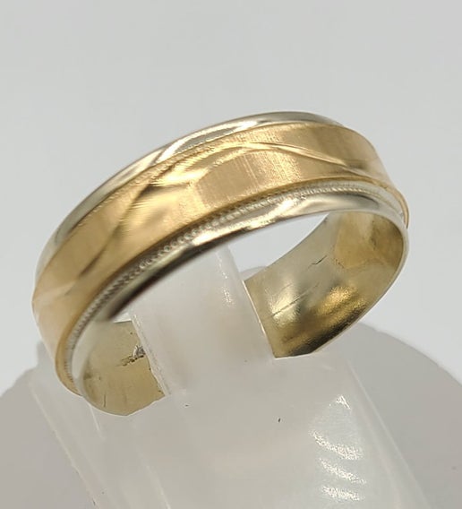 10k 2 Tones Design 6mm Wedding Band