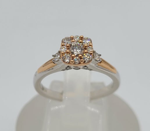 10k Rose and White Gold Diamond .14ct Centre/ .50cttw