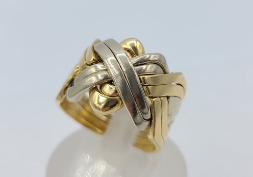 10k White and Yellow Puzzle Ring