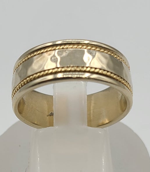 10k White and Yellow Wedding Band