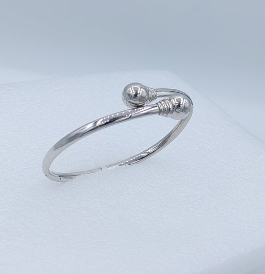 10k White Bangle With 2 Balls End