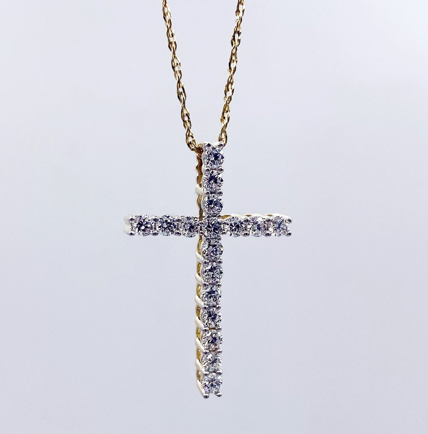 14k Yellow Gold .50ct Lab Diamond Cross Pendant