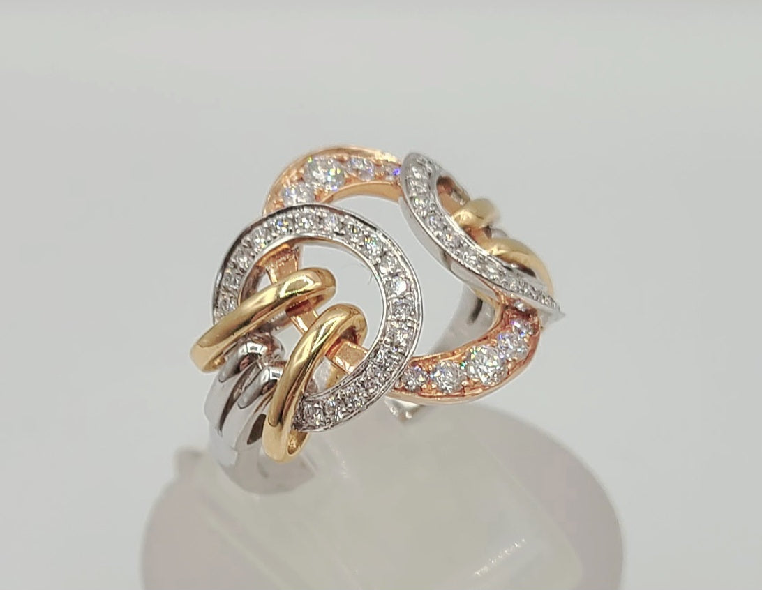 14k Tri Tone Gold Design Diamond .71cttw Band, Size 7