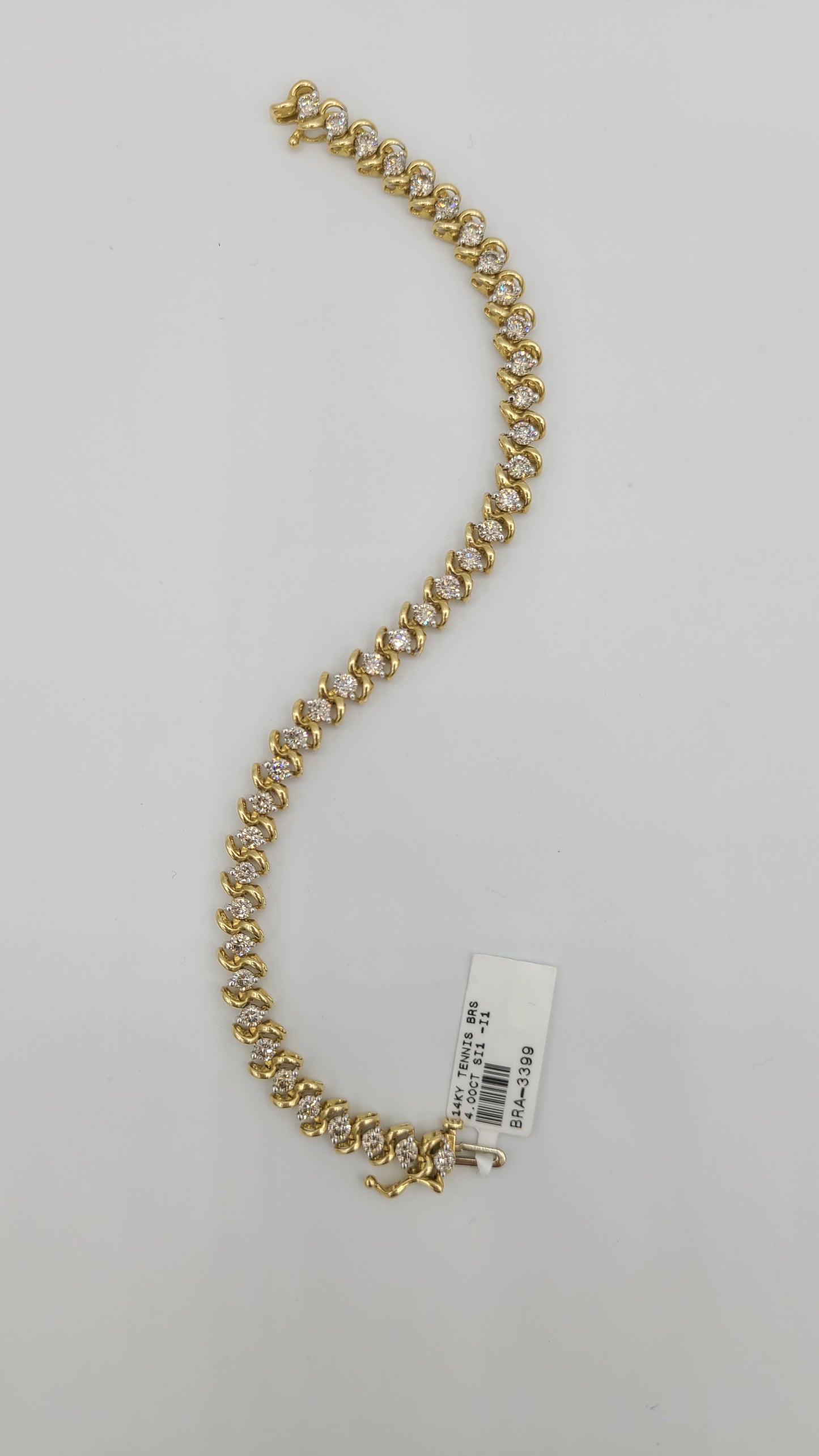 14k Yellow Gold Diamond Tennis Bracelet 4.00cttw SI1-I1