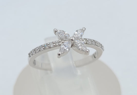 14k white Gold Designed Inspired Diamond Ring