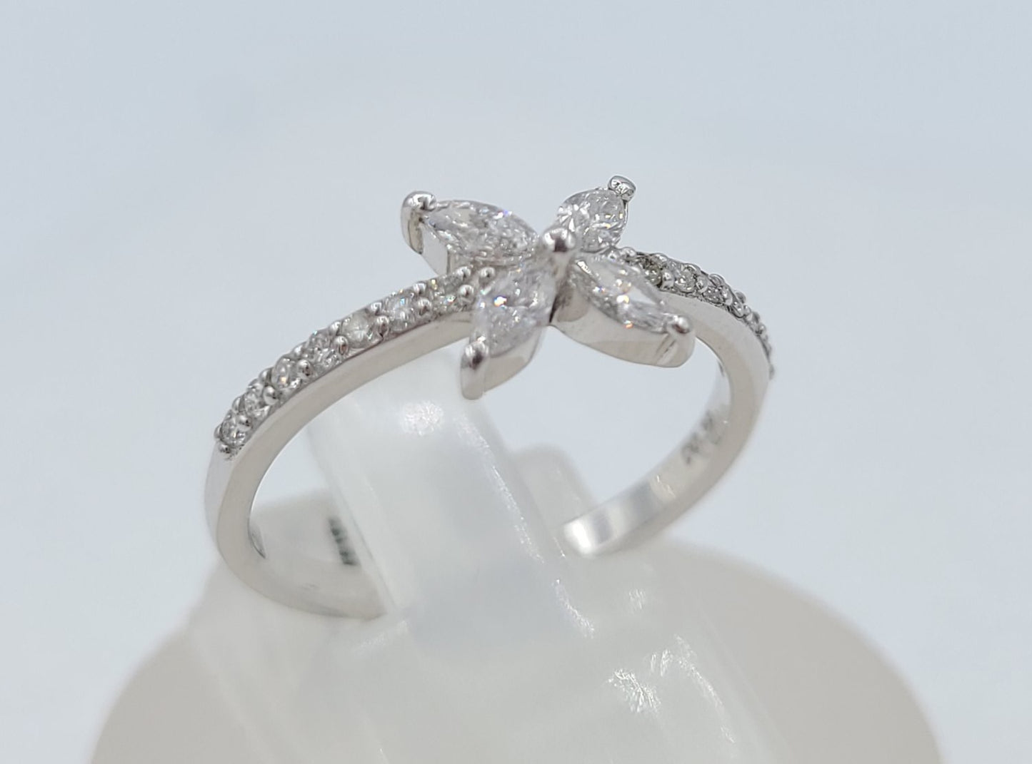 14k white Gold Designed Inspired Diamond Ring