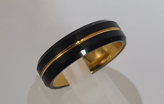 Tungsten 6mm. Black with Gold plated