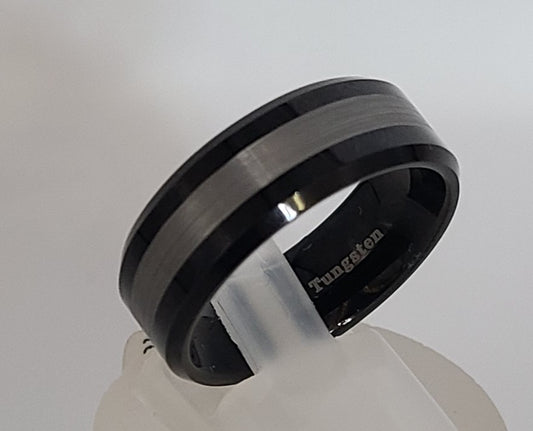 Tungsten Black and Grey Ring
