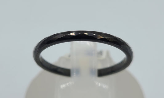 Black diamond cut Tungsten Ring