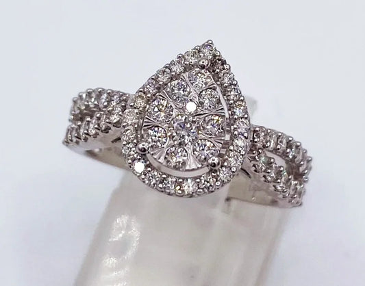 10k White Lab Diamond Pear Avatar Ring 1.00ct
