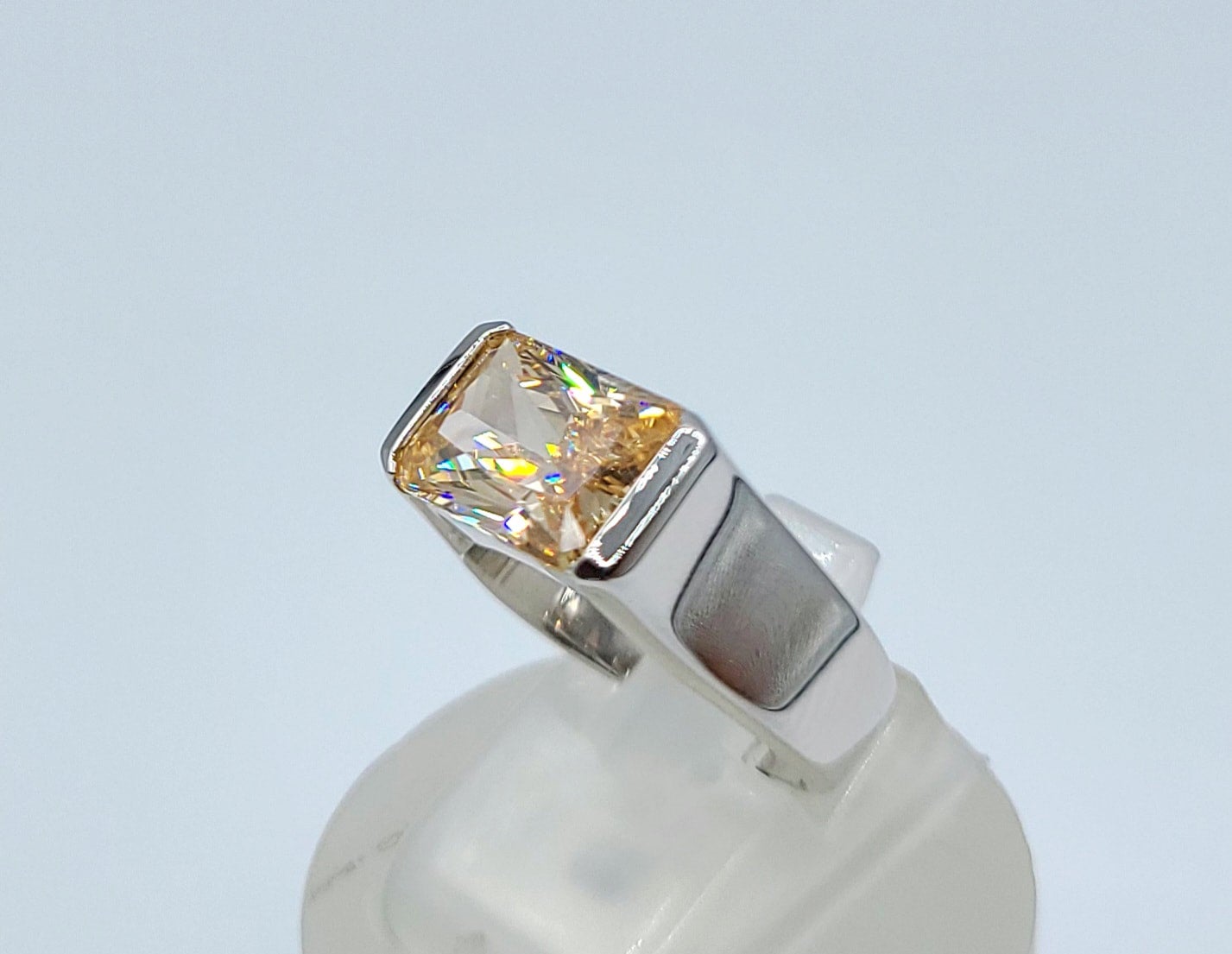 Silver 925 Champagne Stone  Ring