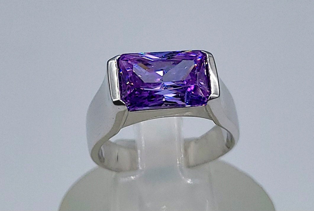 Silver Lavender Stone Ring