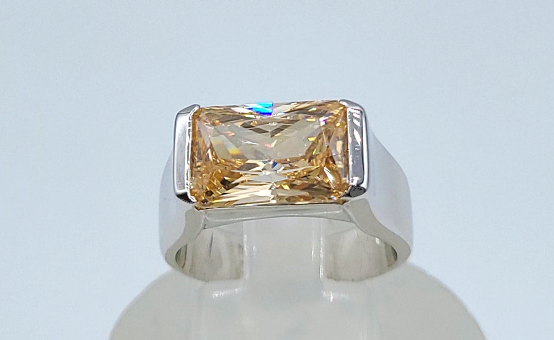Silver 925 Champagne Stone  Ring
