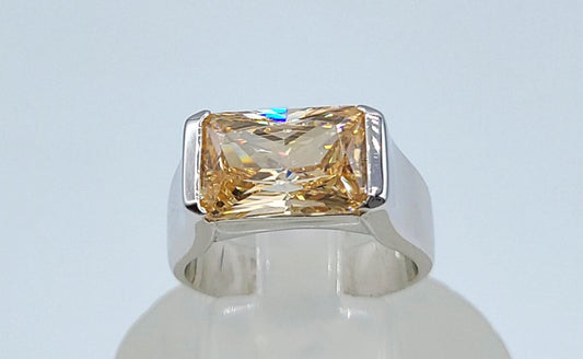 Silver 925 Champagne Stone  Ring