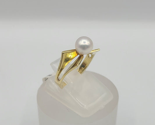 14k Yellow Gold Pearl Ring, Size 5