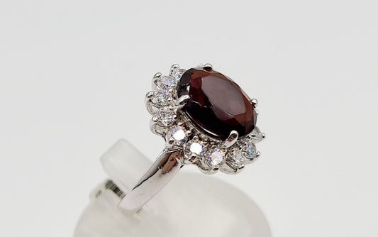 Silver 925 Cubic Zirconia /Garnet Ring