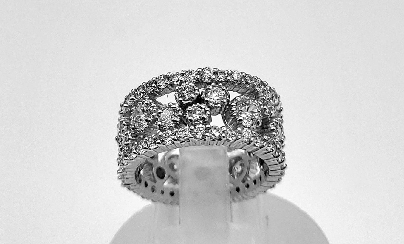 Silver 925 Cubic Zirconia Design Eternity Band  Size 6