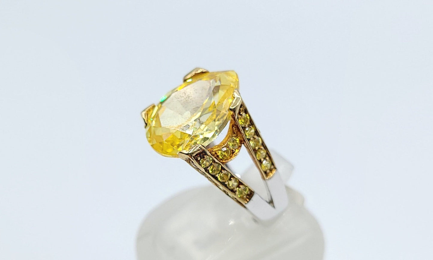 Silver 925 Citrine Pear Shape Stone Ring