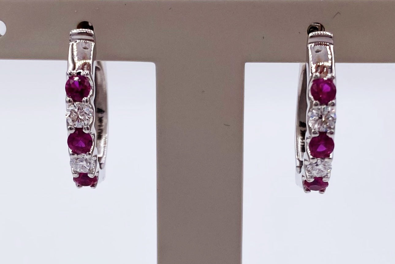 14kw 4- .26ctw Lab Grown Ruby Earrings