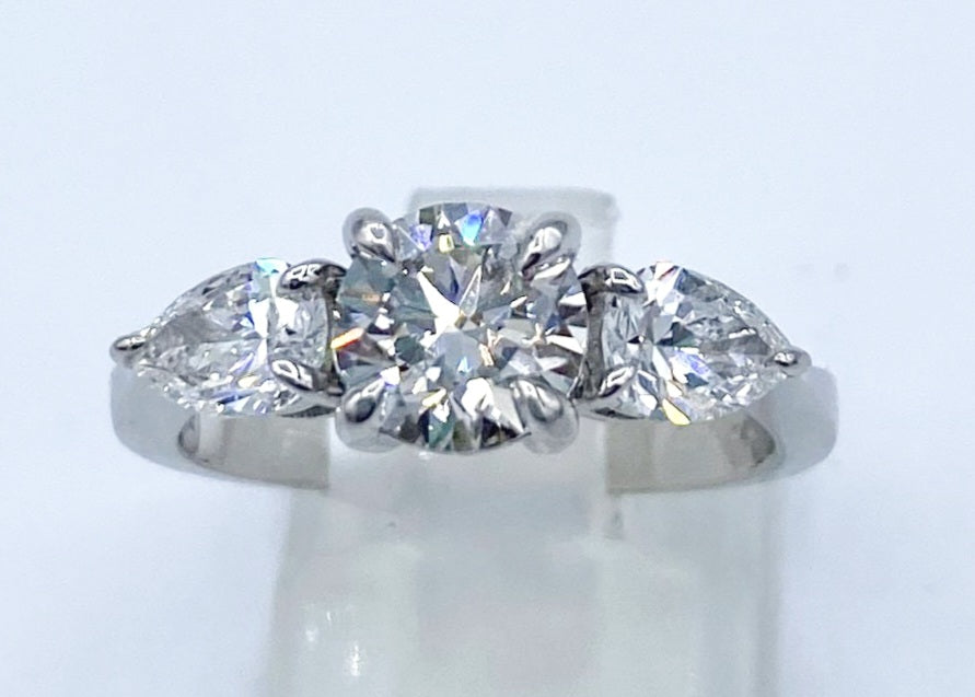 14k White Lab Diamond 2cttw 3 Stone Ring