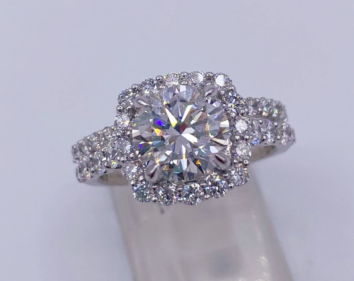 14k White Lab Diamond  3.29ctw Wedding Set