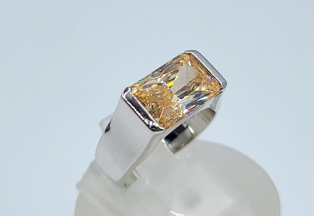 Silver 925 Champagne Stone  Ring
