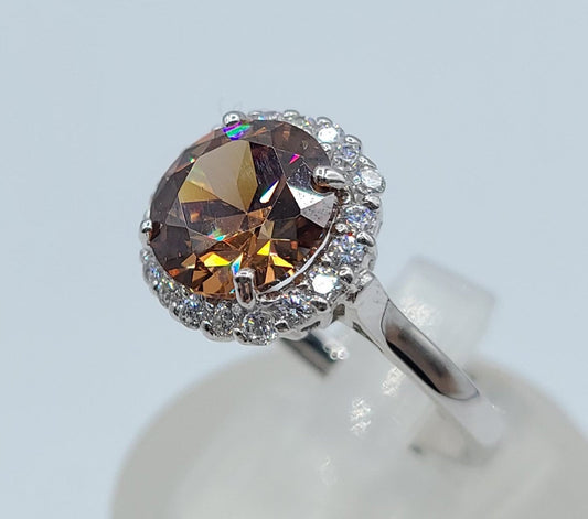 Sterling Silver Brown Cubic Zirconia Ring