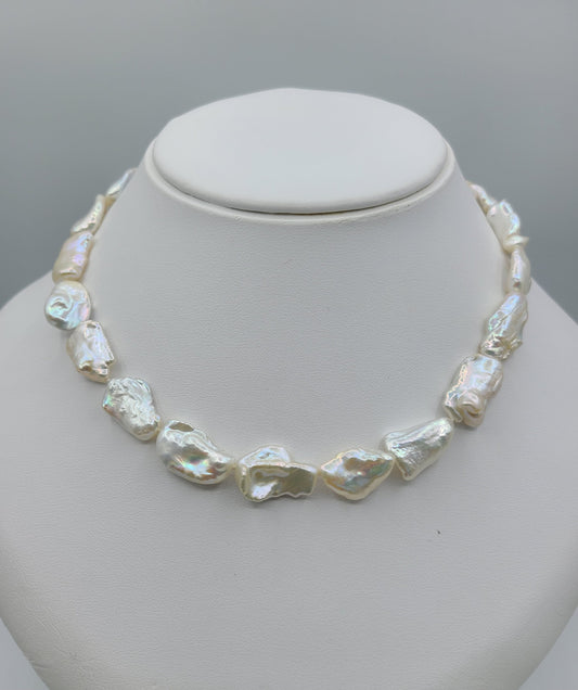 Fancy Pearl Necklace With Silver 925 Clasp 18"