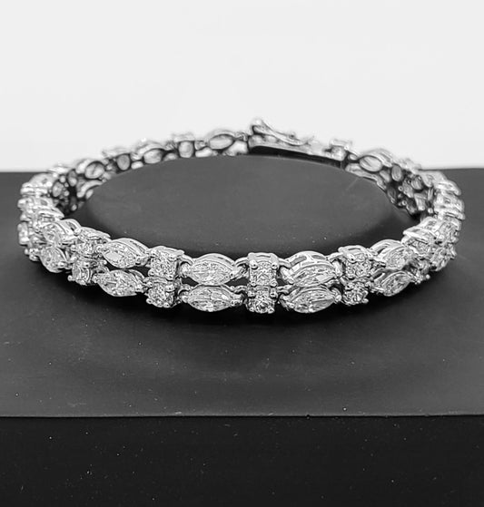 Rhodium Sterling Silver Bracelet with Cubic Zirconia