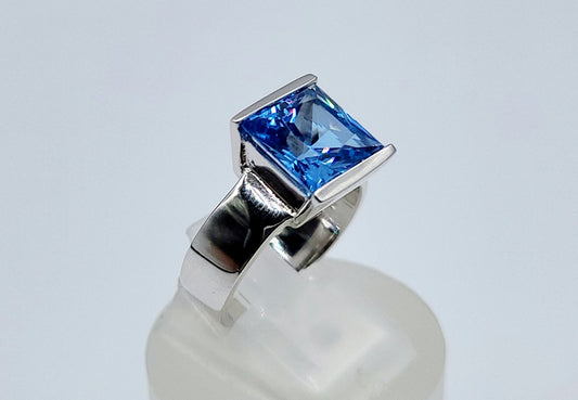 Sterling Silver Spinel Blue Stone Ring