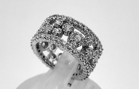 Silver 925 Cubic Zirconia Design Eternity Band  Size 6