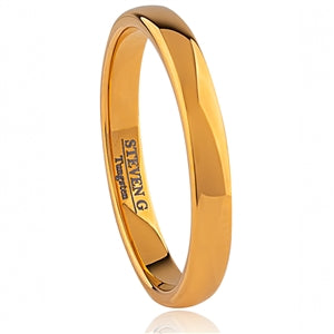 Tungsten Ring- 3mm Wide, Domed, IP Gold Plated