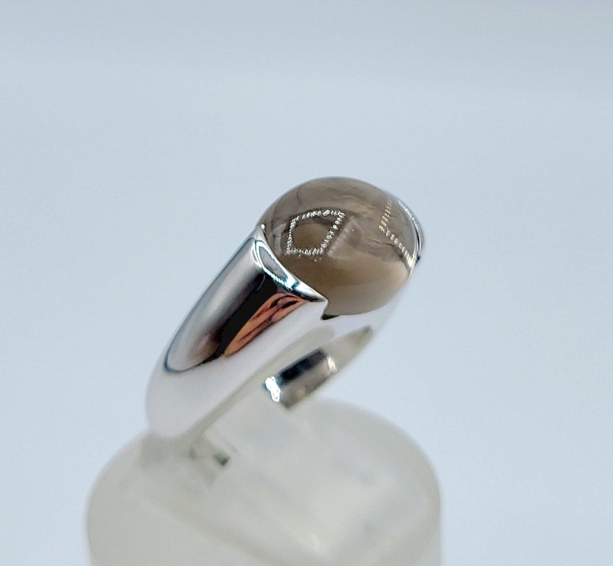 Silver 925 Smokey Stone Ring, Size 8