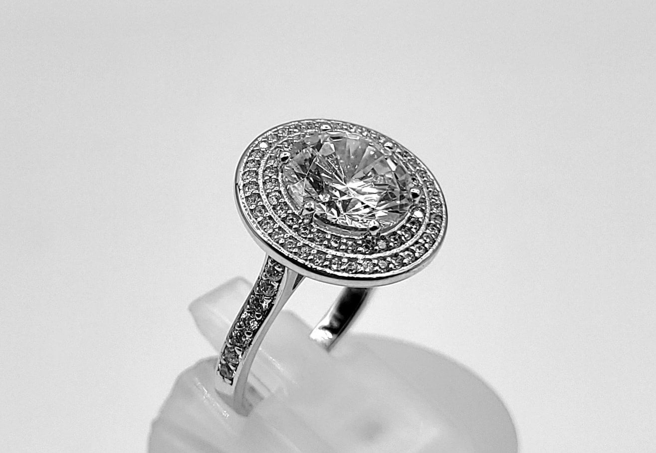 Silver 925 Design 82pcs Cubic Zirconia Ring