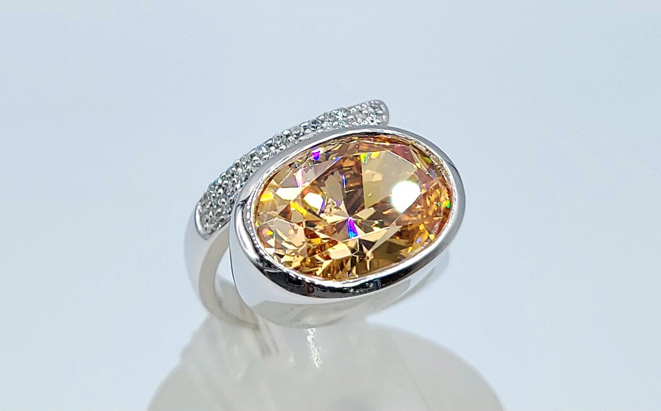Silver 925 Champagne Stone Ring