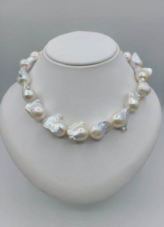 Real Natural Baroque Pearl Necklace