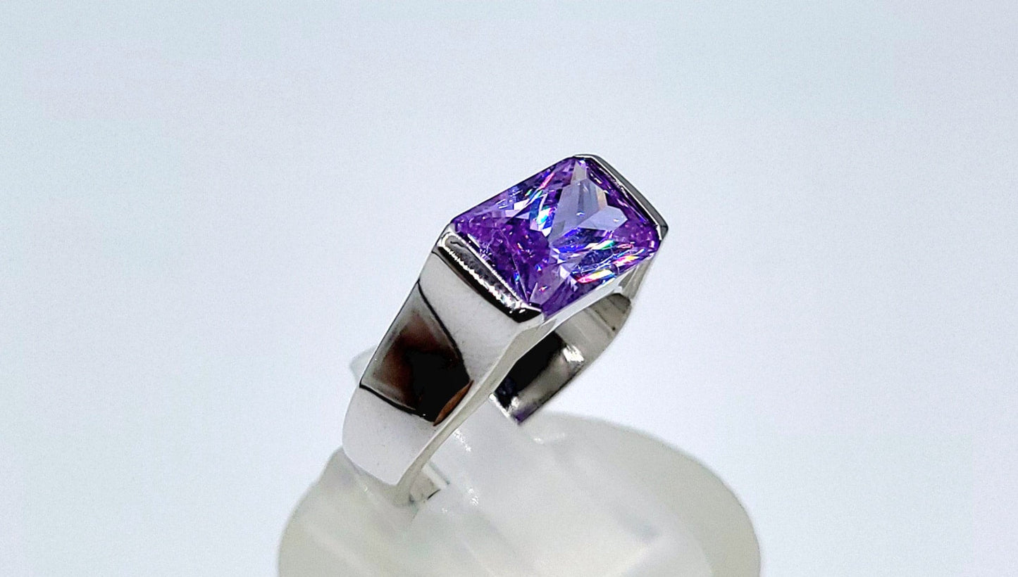 Silver Lavender Stone Ring