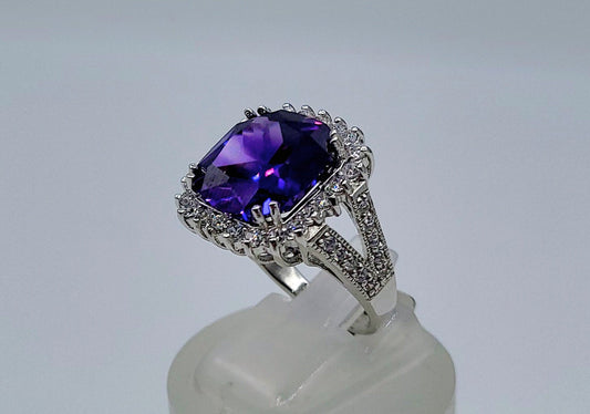 Sterling Silver Synthetic Amethyst Ring