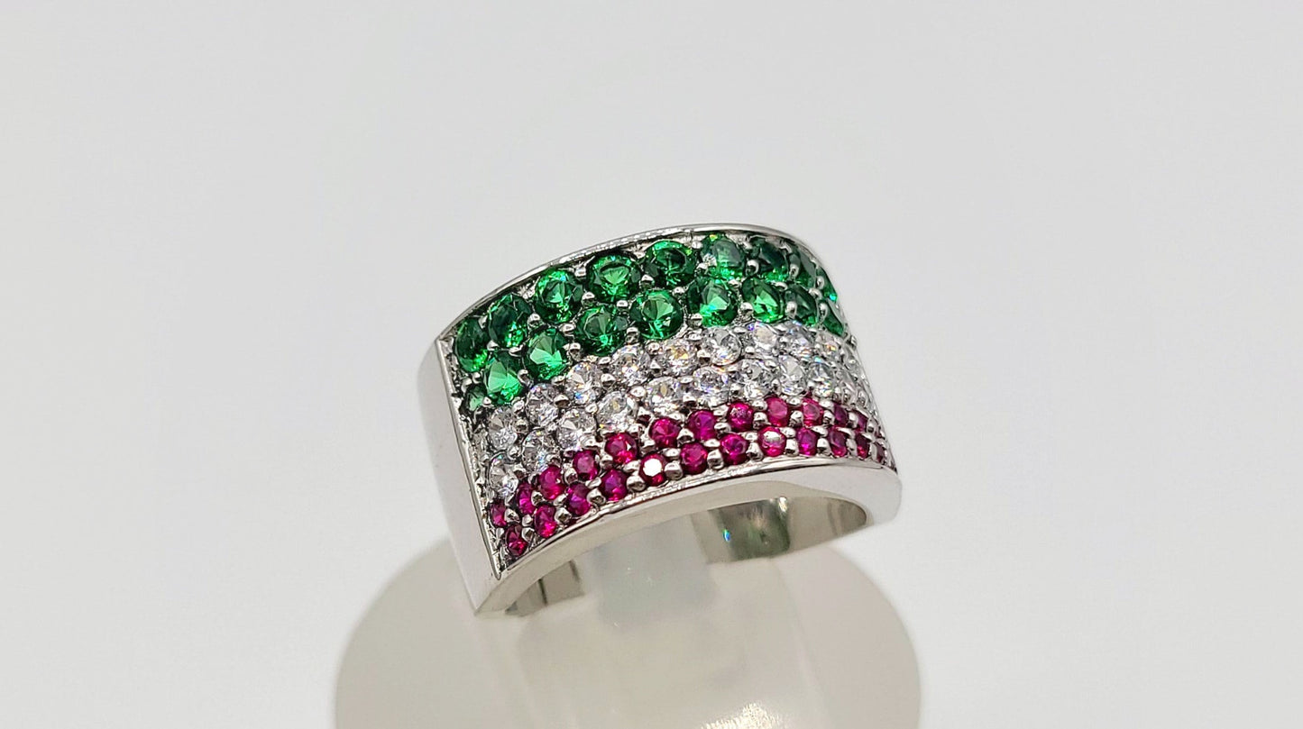 Silver 925 Muti Color Stones Ring