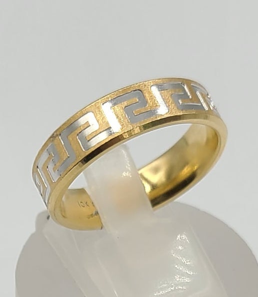 10k 2 Tones Greek 6mm Wedding Band
