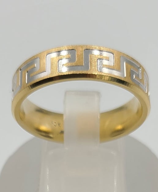 10k 2 Tones Greek 6mm Wedding Band