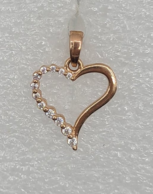 10k Pink Gold Heart cz
