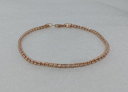 10k Rose Gold Disco Ball Ladies Bracelet 8" 2.5mm