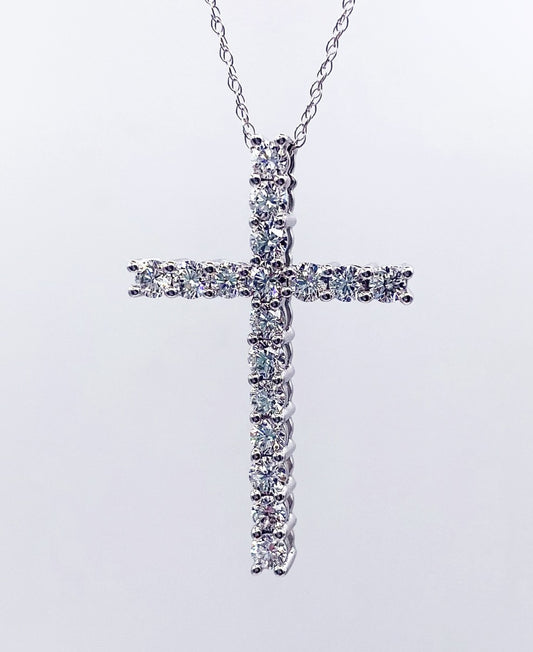 14k Yellow Gold 1.00ct Lab Diamond Cross Pendant