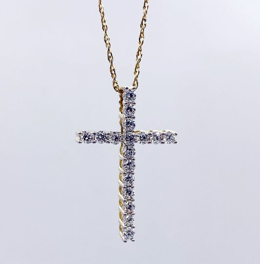 14k Yellow Gold .50ct Lab Diamond Cross Pendant